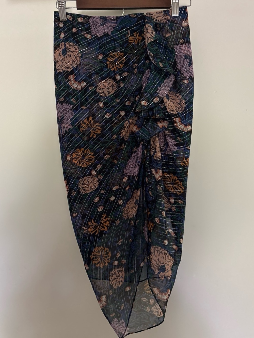 Veronica Beard ruffle floral chiffon skirt